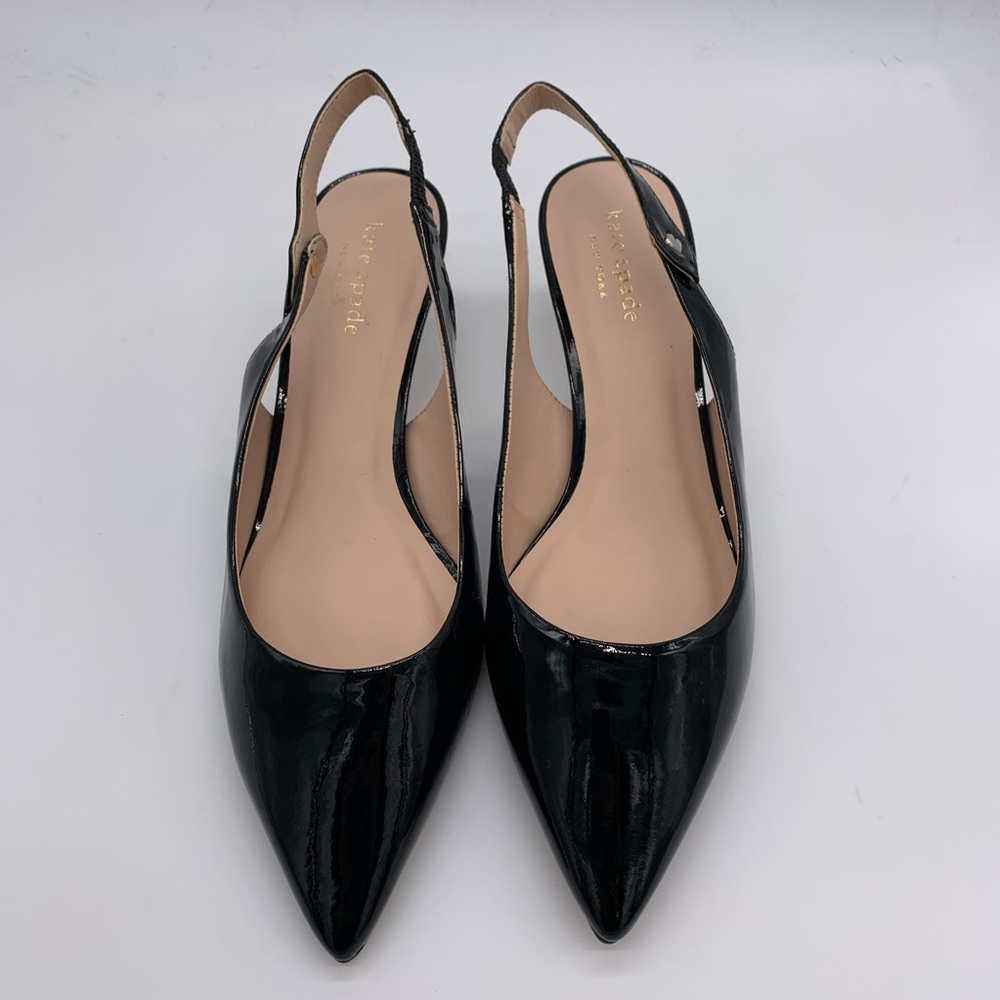 Kate Spade Patent Leather Sling Back Kitten Heels